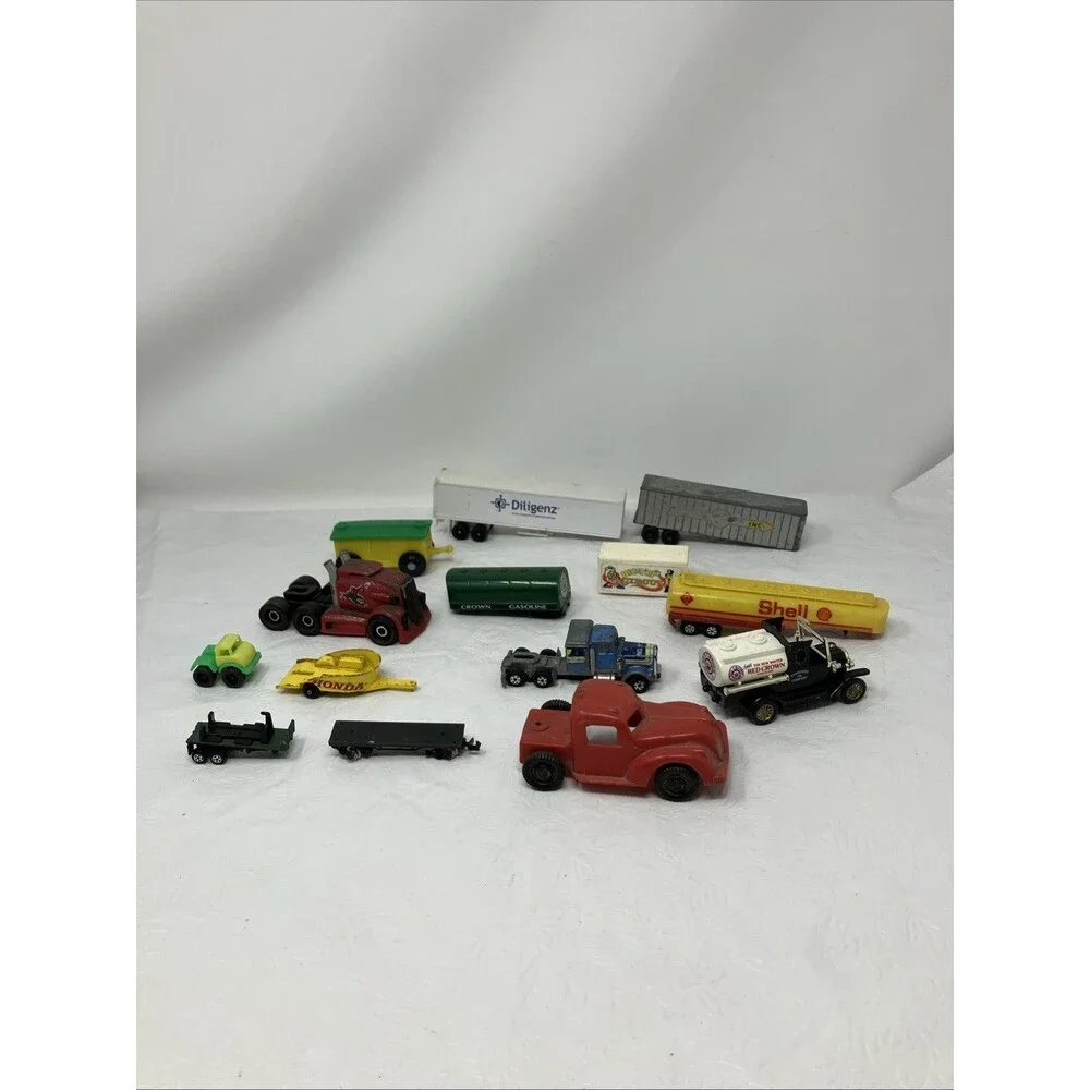 VTG DieCast Metal Plastic Vehicles Trucks Trailers Semi Gasoline Transport Lot